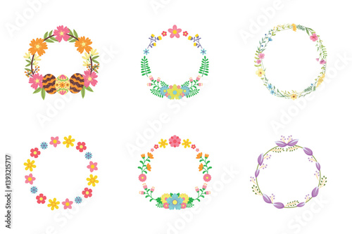 Colorful floral vector illustration design with pink flowers and heart symbols for spring decoration