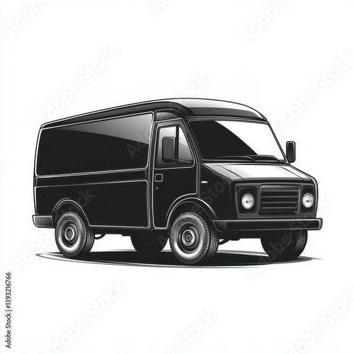 Classic black van design with sleek lines and simple features suitable for various uses