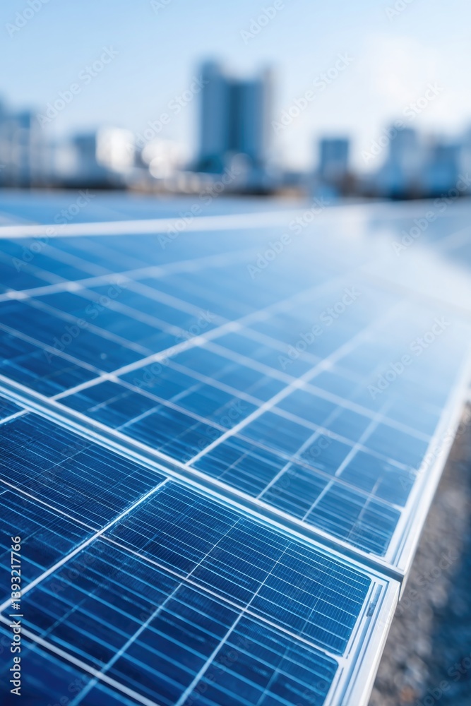 Fototapeta premium sunlit rooftop adorned with solar panels under clear sky