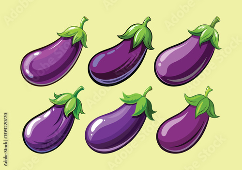 set of eggplants, eggplant vector art