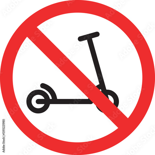 no scooter allowed sign with red prohibition circle