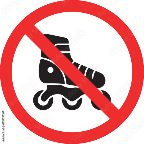 no roller skating allowed sign with red prohibition circle