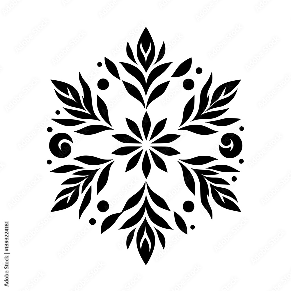 Obraz premium Elegant Black Floral Mandala Design on White Background