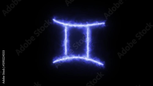 animated symbol glowing energy of the zodiac sign gemini