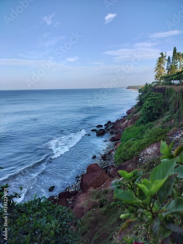 Ocean by the red cliffs