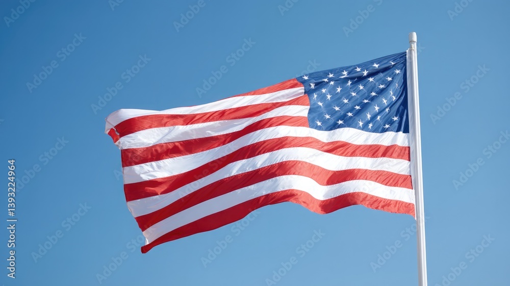 Obraz premium american flag gently waving in breeze against clear blue sky perfect for memorial day themes