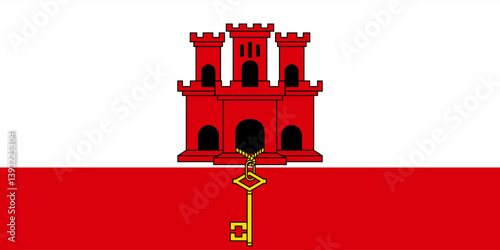 Vector flag of Gibraltar,a British Overseas Territory in Iberian Peninsula. Accurate dimensions and official colors. This file is suitable for digital editing and printing of any size.