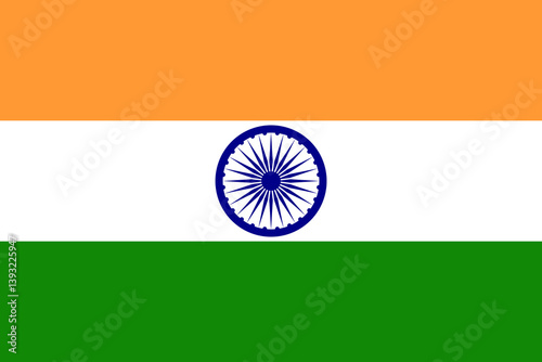 Vector flag of India, a country in South Asia. Accurate dimensions and official colors. This file is suitable for digital editing and printing of any size.