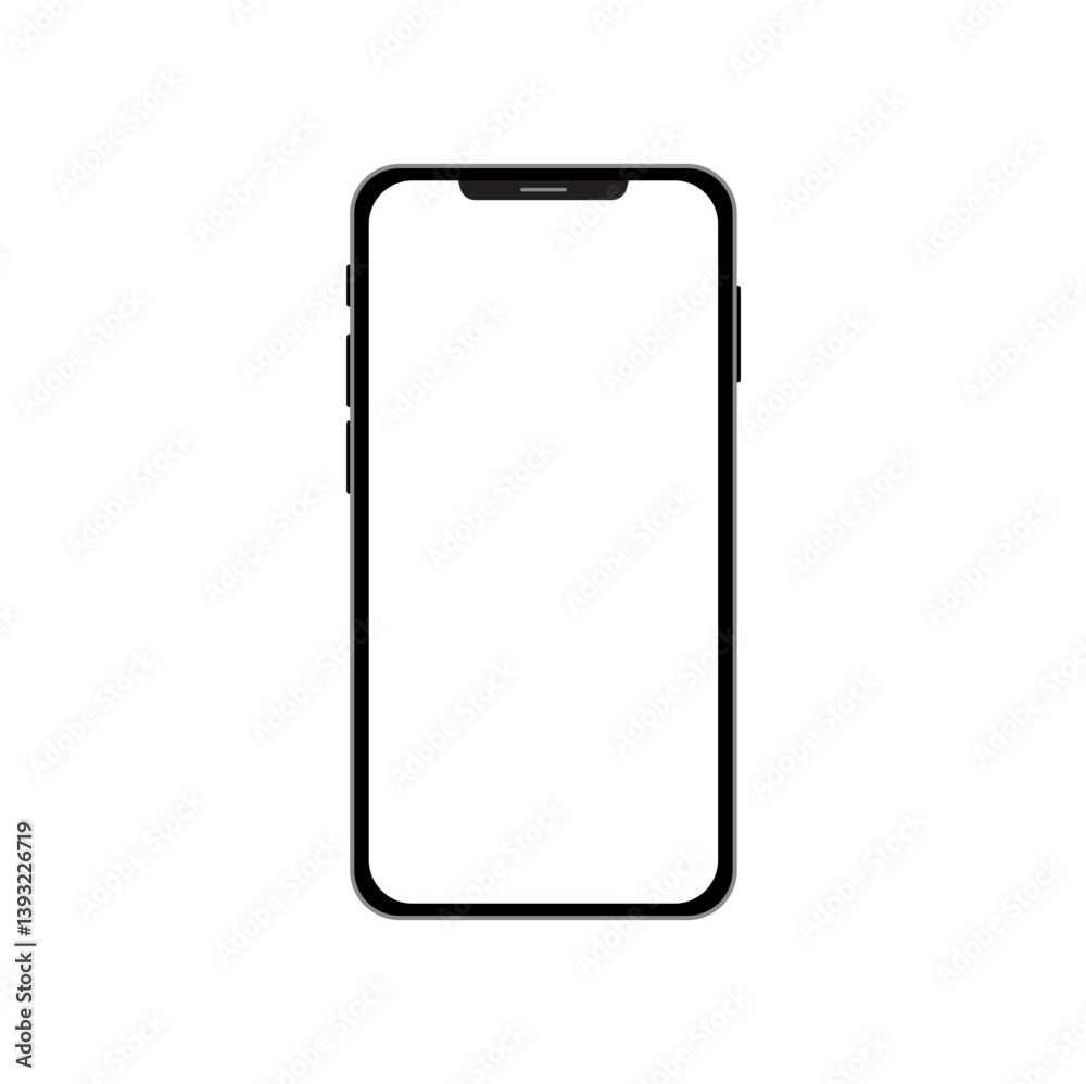 Smartphone mockup with blank screen. Mobile phone mockup front view. Smartphone mockup with blank screen. Mobile phone mockup front view.