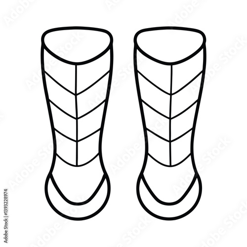 Minimalist Soccer Shin Guard Outline Vector Illustration for Sports and Footwear
