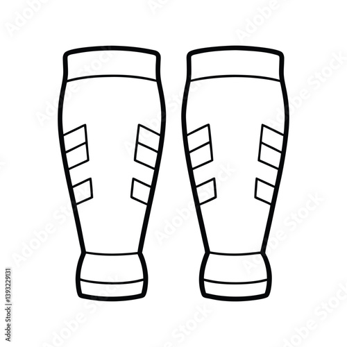 Minimalist Soccer Shin Guard Outline Vector Illustration for Sports and Footwear
