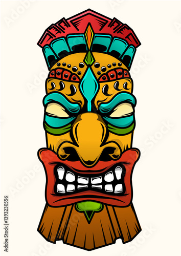 Illustration of a tiki mask