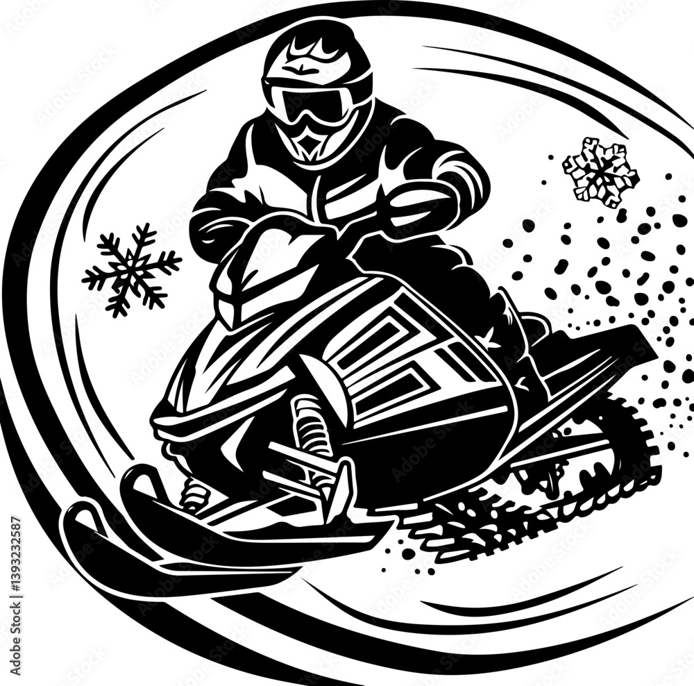 Fototapeta premium Snowmobile, bike, vector, motorcycle, illustration, sport, bicycle, biker, cartoon, silhouette, drawing, sketch, motorbike, extreme, motocross, speed, bmx, sports, people, men, motor, art, cycling, bl