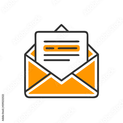Email icon with letter inside against a simple background  