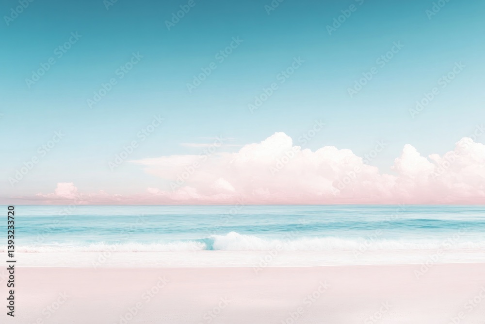 Fototapeta premium gentle pastel waves flow across serene beach softly cresting under blush-hued sky evoking tranquility and calm amidst