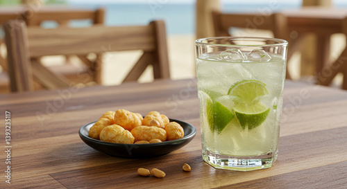 Caipirinha and Snacks in a Brazilian Beach Bar photo