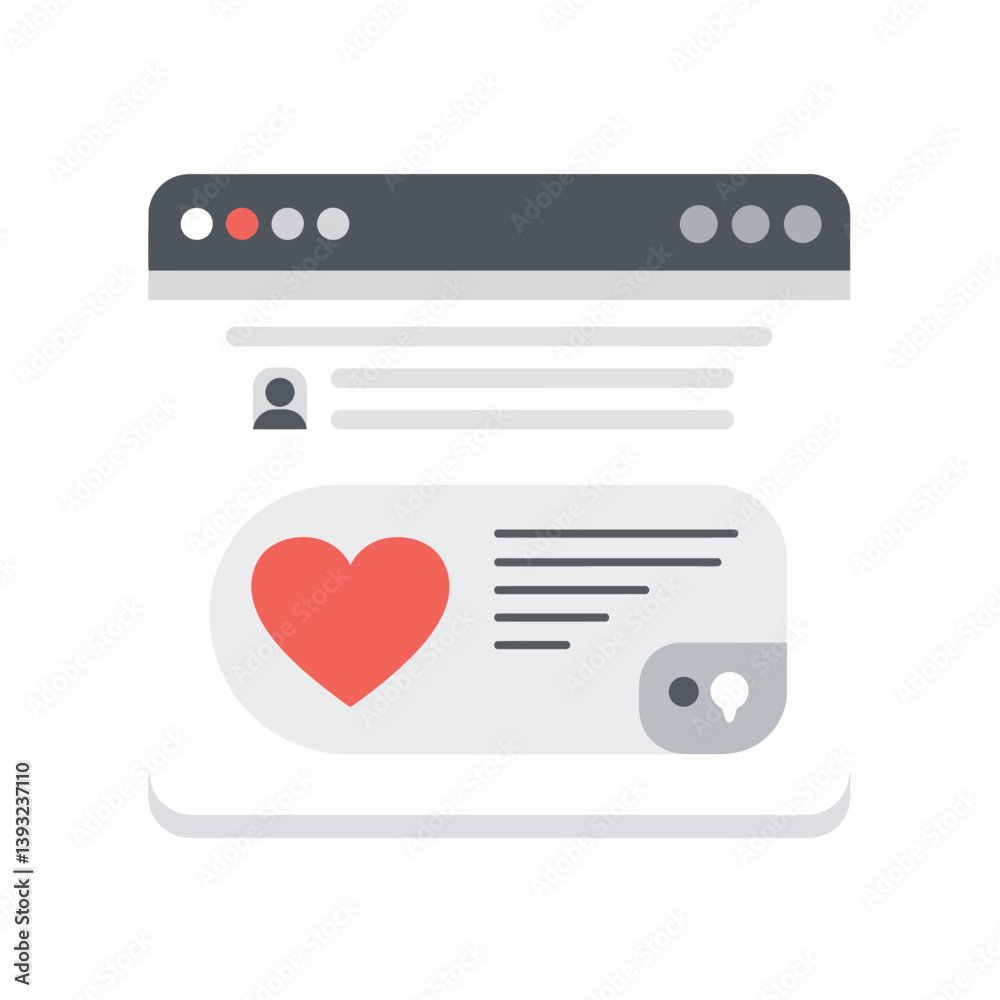 User interface design showing love interaction in flat style vector art User interface design showing love interaction in flat style vector art