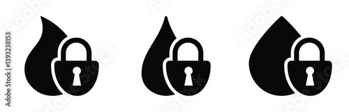 Water lock vector icons. Water security vector icon. Aqua access safety concept