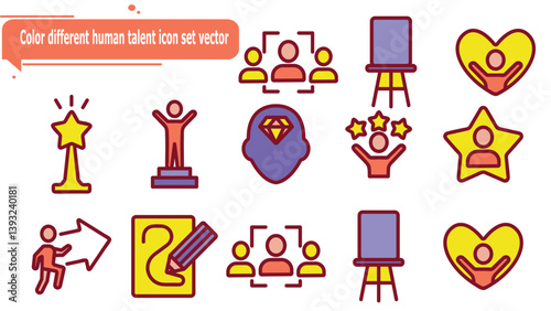 Color different human talent icon set vector