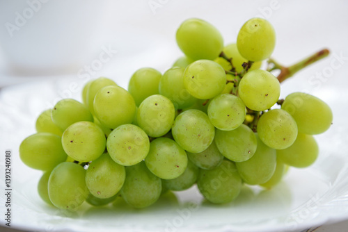 Natural Green Grapes Displayed Simply on Bright White Background