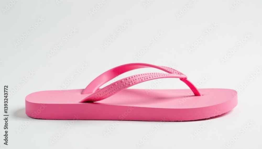 Side view of a single flip-flop on pure white backdrop , detail, isolated Side view of a single flip-flop on pure white backdrop , detail, isolated
