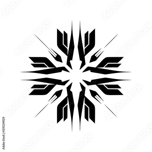 Modern Geometric Snowflake Design in Shades of Gray