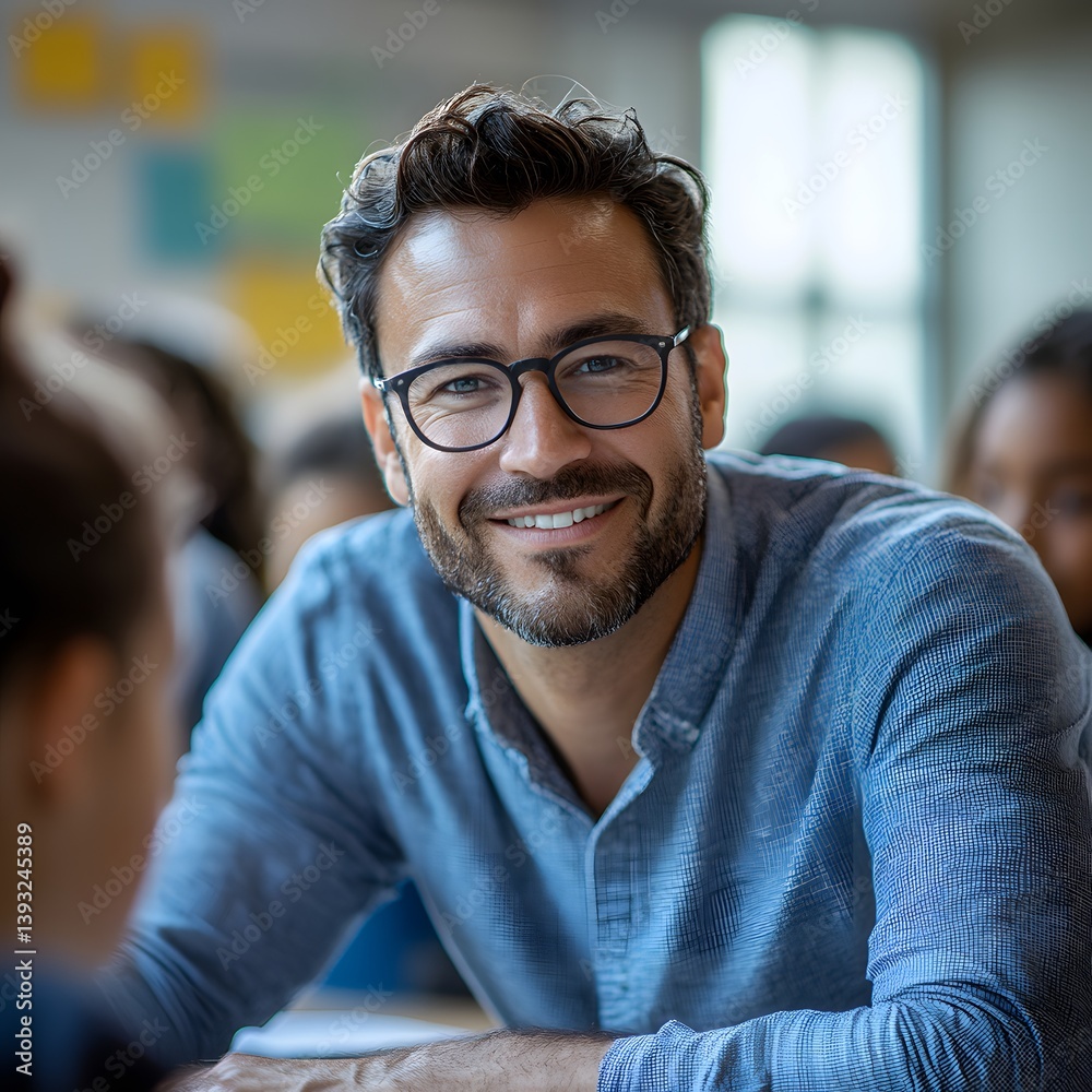 Confident Smiling Man with Glasses Casual Business Portrait Confident Smiling Man with Glasses Casual Business Portrait