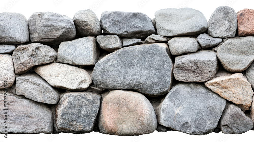 Stone rock wall of boulders, gray masonry texture background, cut out transparent Stone rock wall of boulders, gray masonry texture background, cut out transparent