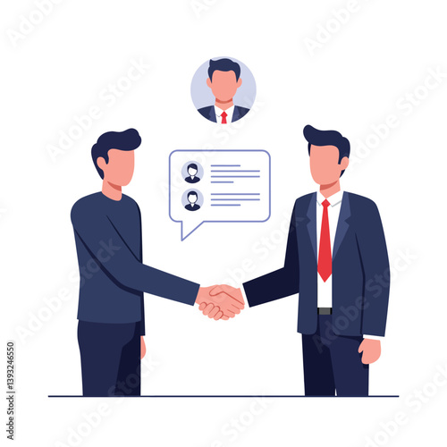 Business professionals shaking hands in minimal flat design vector art