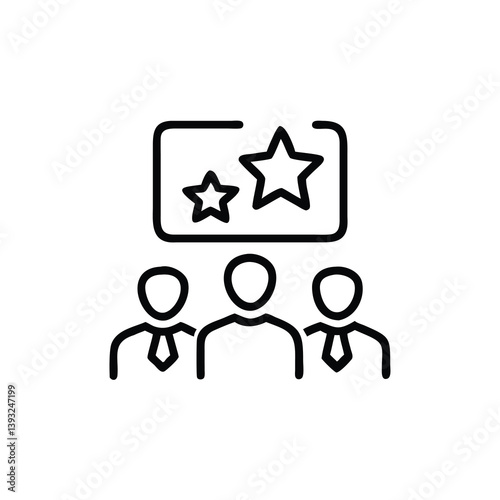 Teamwork Success Employees Achievements Recognition Outline Icon Symbol Design