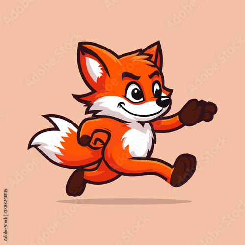 Cute fox character running vector cartoon