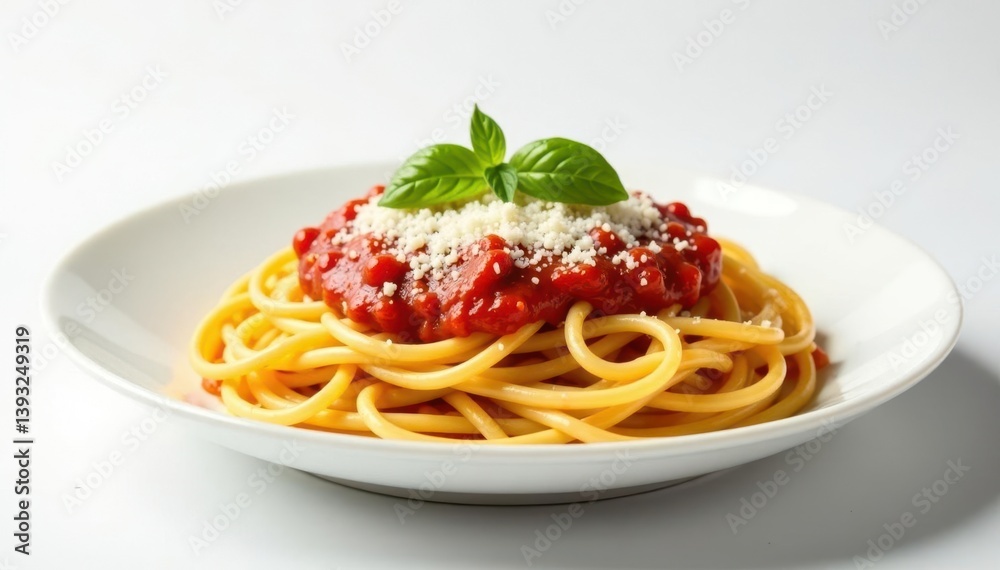 Spaghetti with marinara sauce, parmesan cheese on white , tomato, red, spaghetti Spaghetti with marinara sauce, parmesan cheese on white , tomato, red, spaghetti