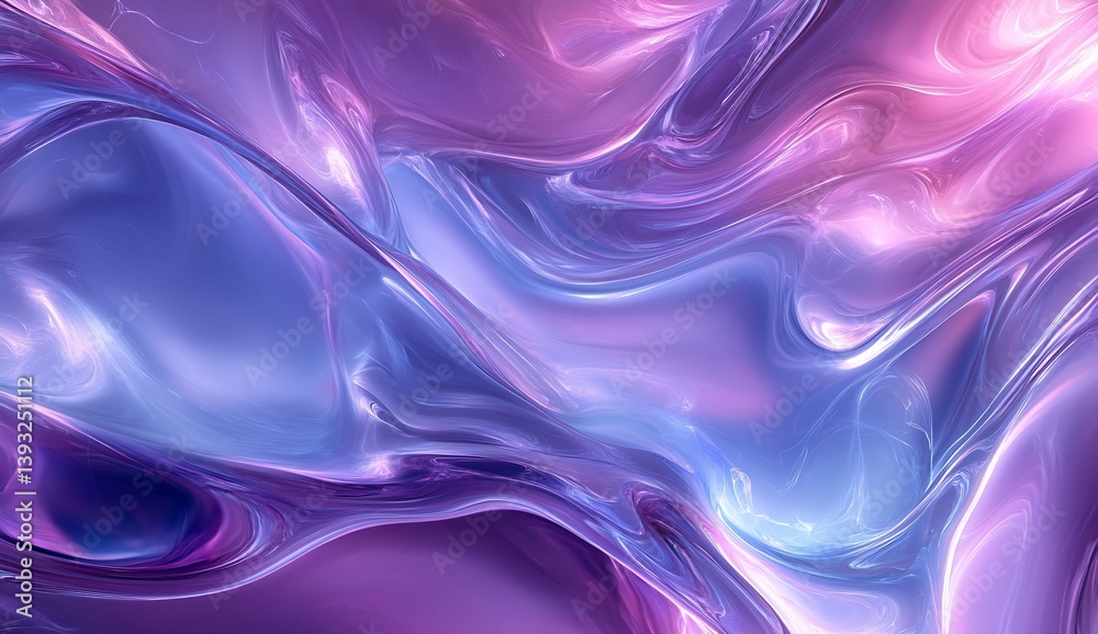 Obraz premium Shimmering interplay of soft purple and blue creating an inviting fluid artistic effect : Generative AI