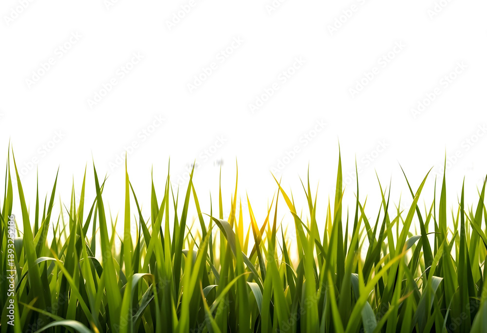 Fototapeta premium Buffalo grass field under bright blue spring sky