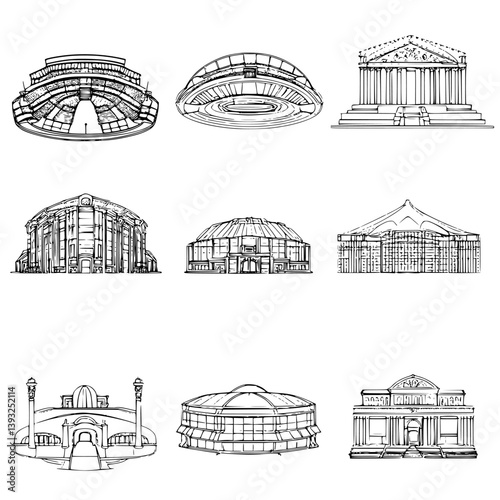Collection of Arenas line vector designs, Arenas vector graphics