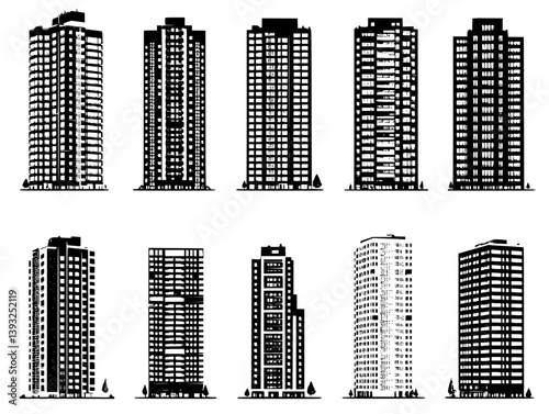 Collection of Apartment buildings vector icons, Apartment buildings vector images