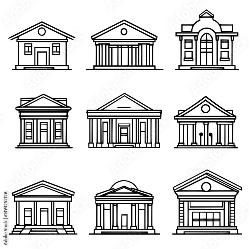 Collection of Auction houses line vector designs, Auction houses vector graphics