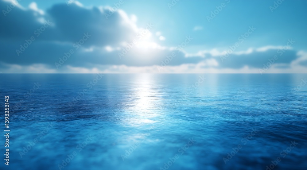 Fototapeta premium Serene Ocean View with Sunlit Horizon Peaceful Seascape for Relaxation and Meditation : Generative AI