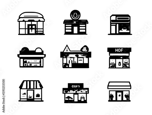 Collection of Retail stores vector icons, Retail stores vector images