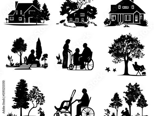 Collection of Retirement homes vector icons, Retirement homes vector images