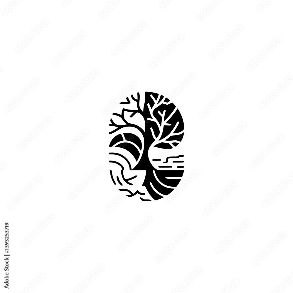 Minimalist Tree Logo: Black & White Nature Emblem