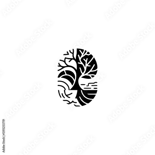 Obraz na płótnie Minimalist Tree Logo: Black & White Nature Emblem w salonie