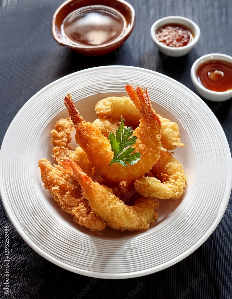 Fried shrimp with chili sauce