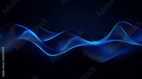 Futuristic abstract blue neon wave light design for digital background or technology concept