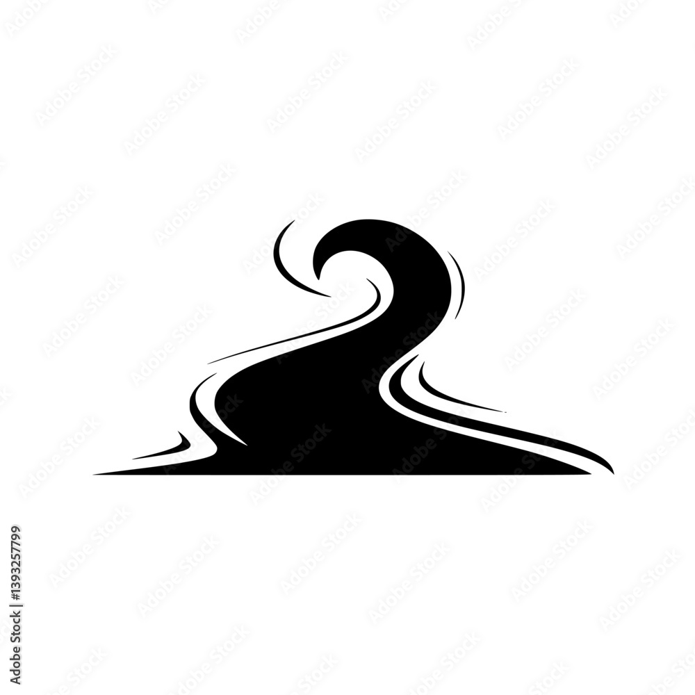 Fototapeta premium Abstract Black Swirl on White Background: Minimalist Design