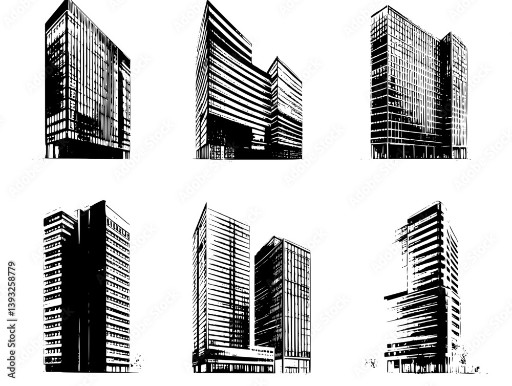 Fototapeta premium Collection of Commercial Buildings vector icons, Commercial Buildings vector illustrations