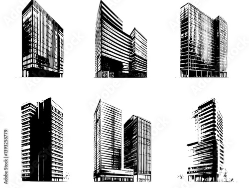 Collection of Commercial Buildings vector icons, Commercial Buildings vector illustrations
