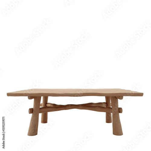 Wooden coffee table with unique rustic design and natural finish suitable for living rooms or lounges photo