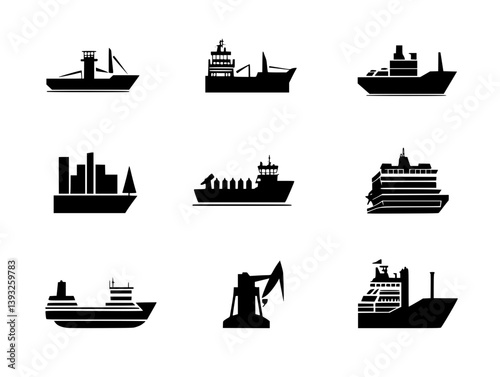 Collection of Ports vector icons, Ports vector illustrations