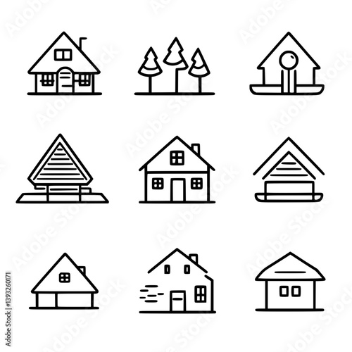 Collection of Shelters line vector designs, Shelters illustration art